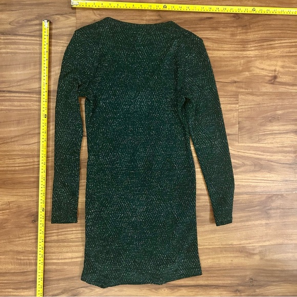 Speechless Ruched Sparkly Silver and Green Long Sleeve Dress - Picture 3 of 4